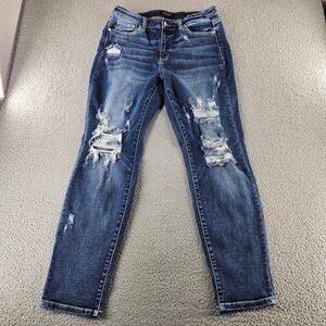 Judy Blue Jeans Womens 30 Distressed Boyfriend Fit Blue Denim Stretch